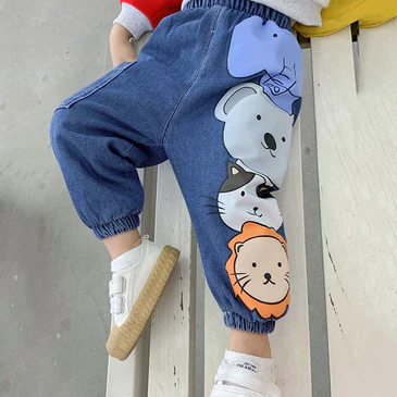 Boy’s Blue Animal Print Cotton Pants
