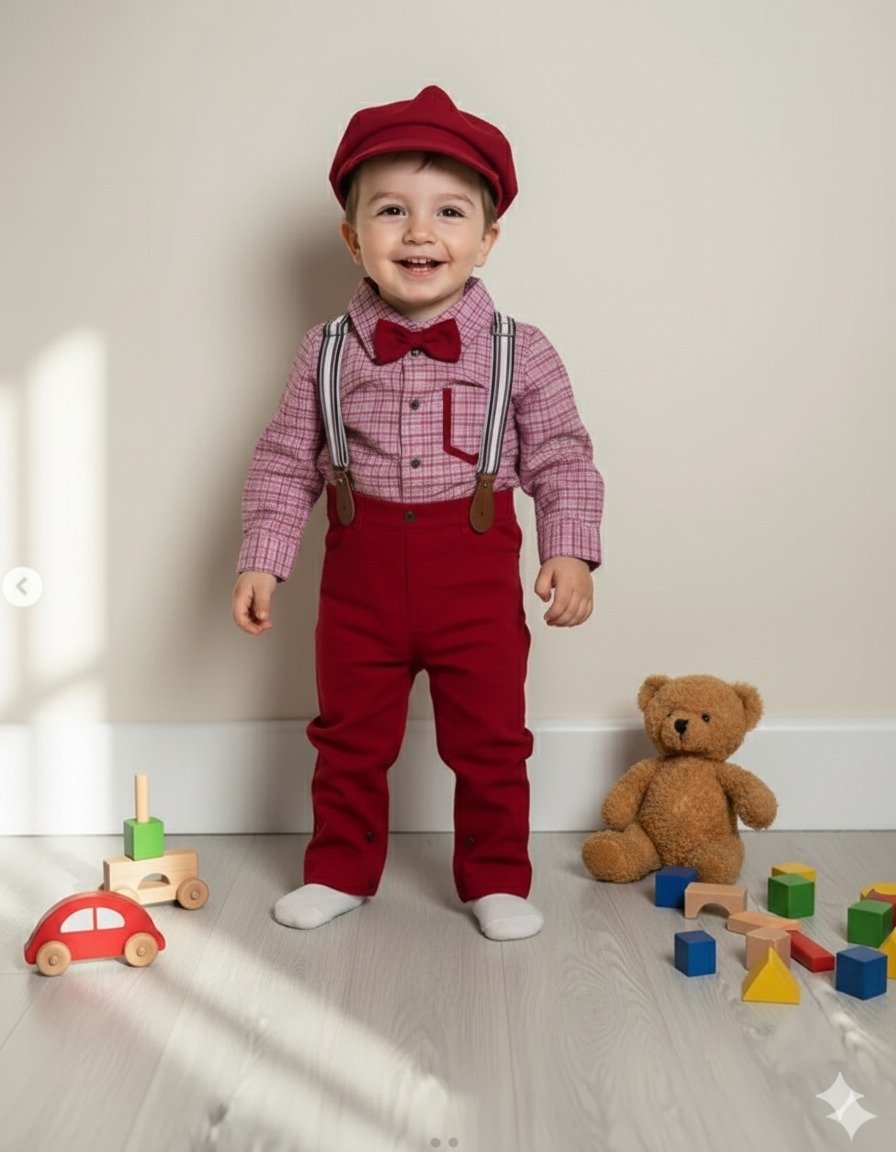 Boy Romper Checker & cap